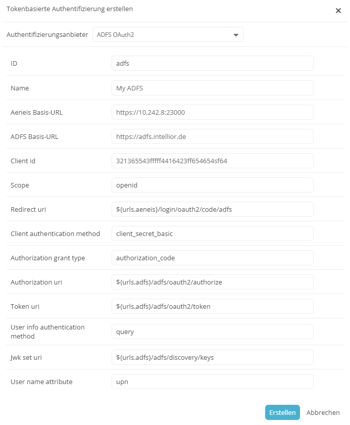 Authentifizierung über ADFS OAuth 2.0 einrichten