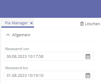 Abwesenheit in den Benutzereigenschaften