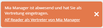 Hinweistext im Portal des Vertreters nach Login